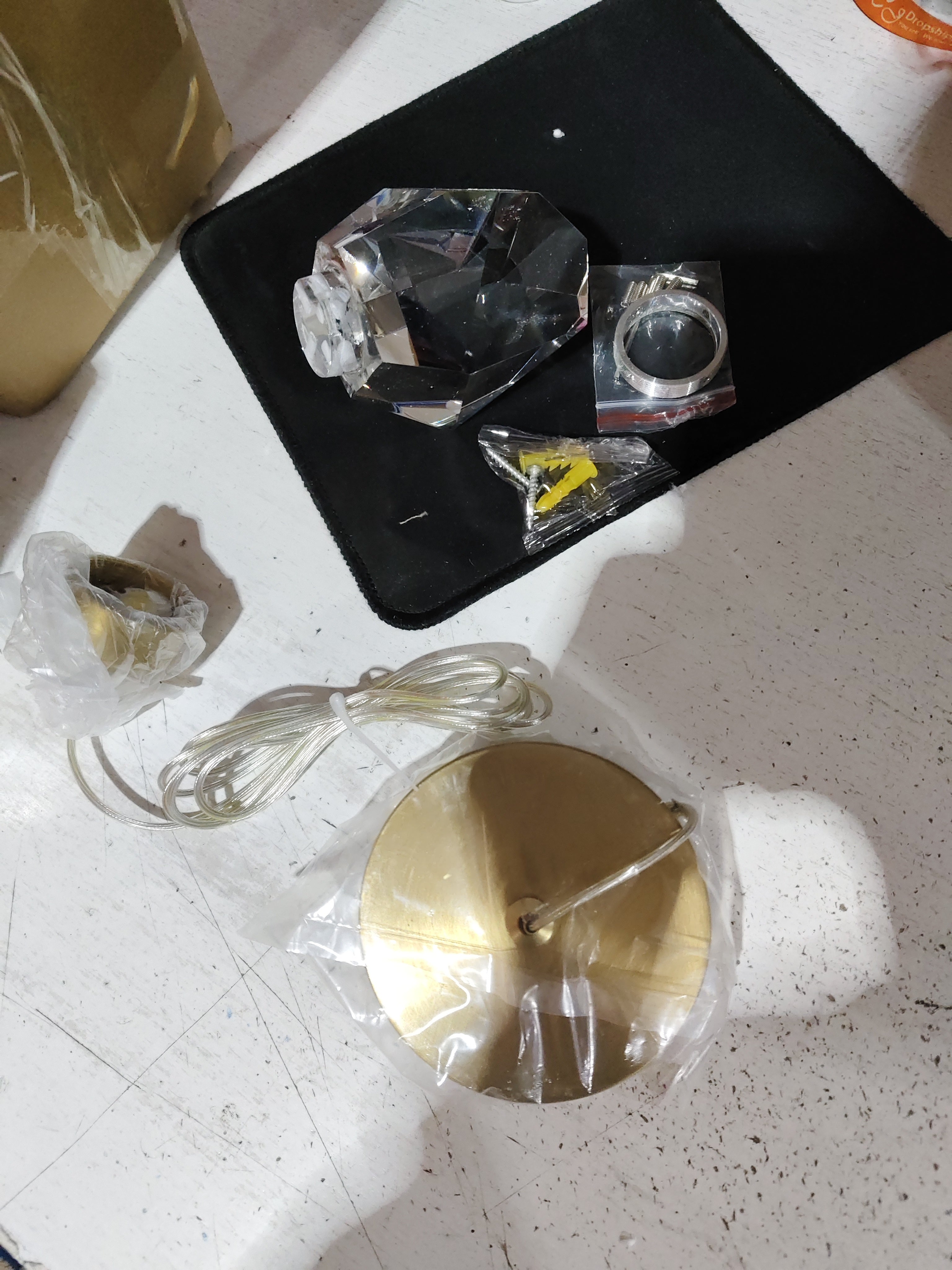 All Copper Light Luxury Crystal Chandelier Modern Minimalist Restaurant Three-Head Chandelier